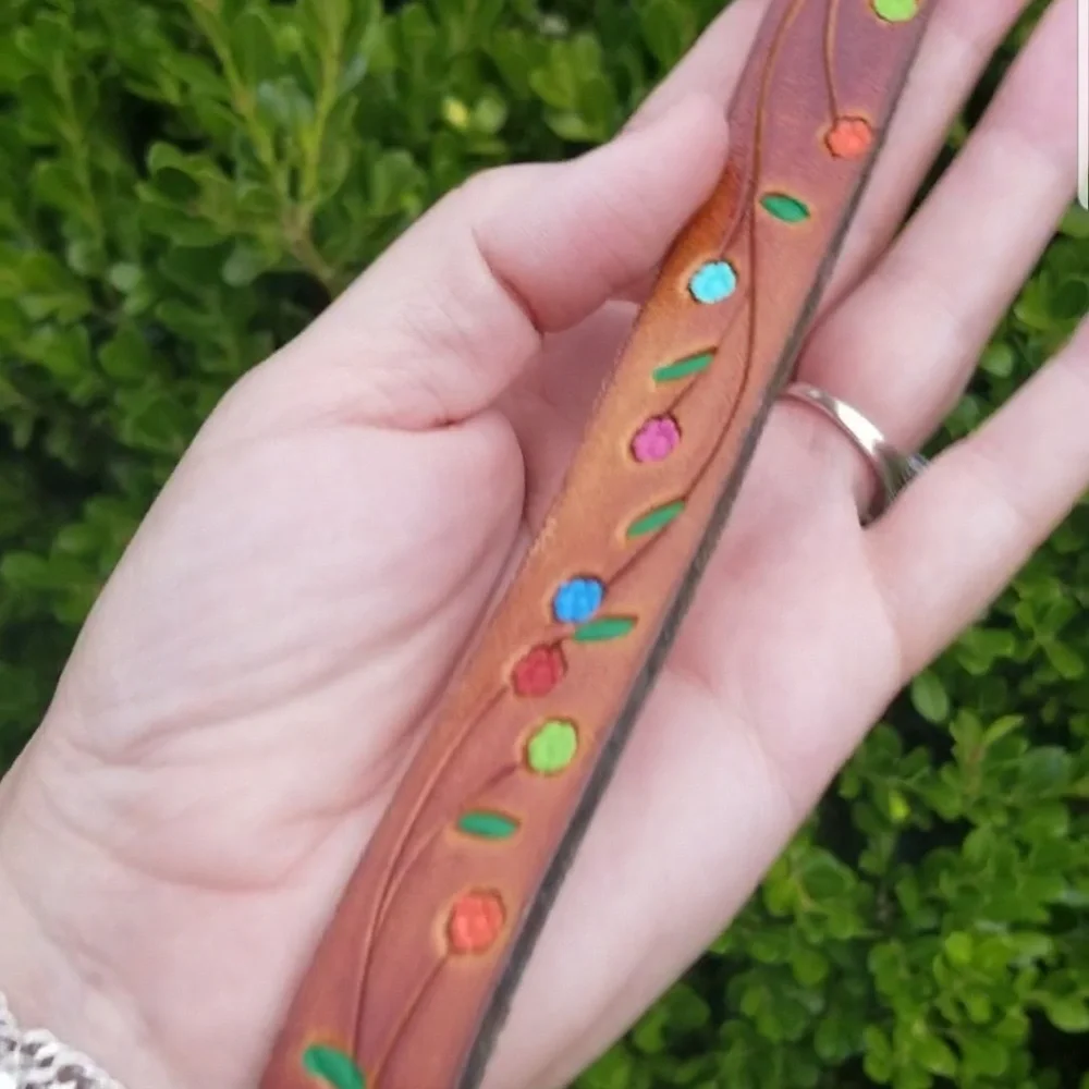 Vintage Tooled Leather Bracelet from the '70's L